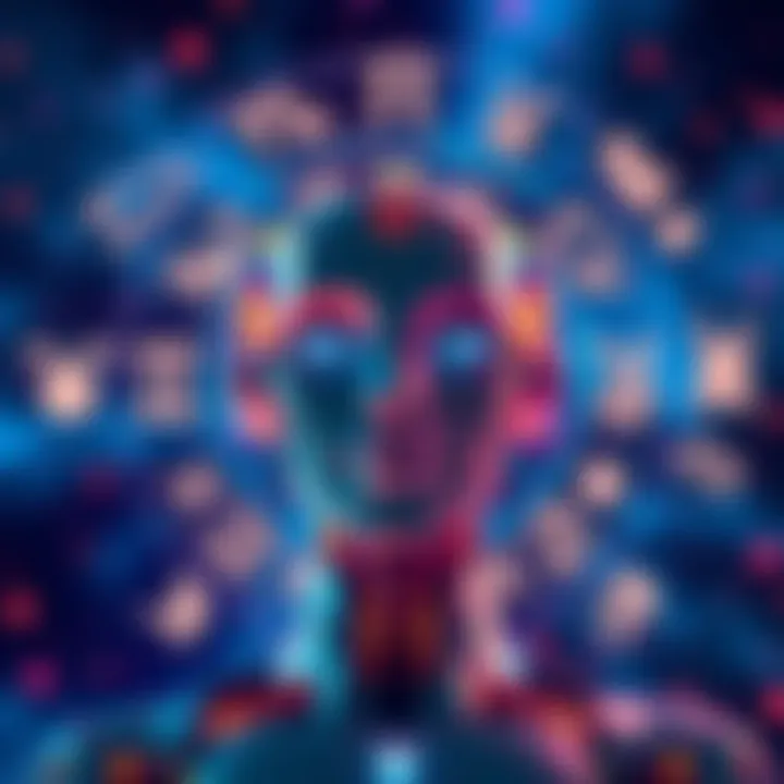 A visual representation of an AI character surrounded by various Zodiac symbols, highlighting the connection between artificial intelligence and astrology.