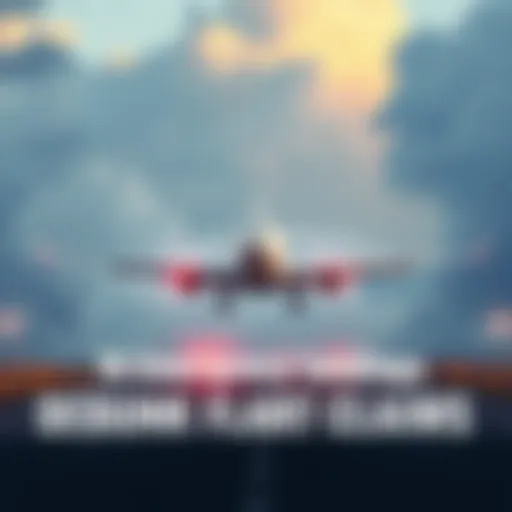 An airplane making an emergency landing on a runway surrounded by clouds