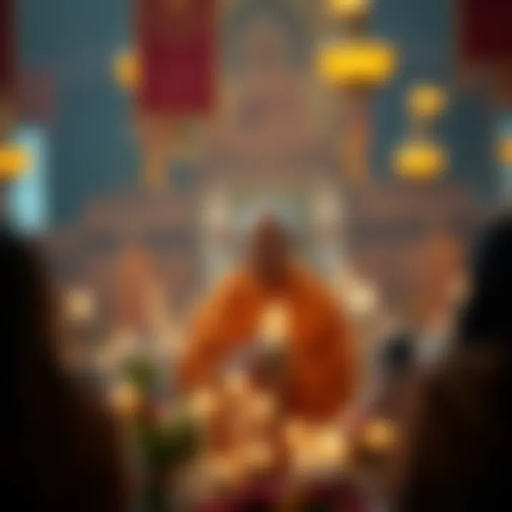 Ajahn Ñāṇiko at Magha Puja Ajahn Ñāṇiko reflecting peacefully during Magha Puja celebrations, surrounded by candles and flowers.