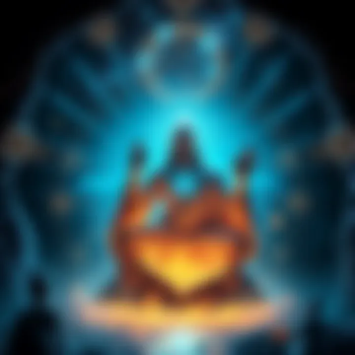 A mystical representation of Akashic records connecting spiritual masters to the cosmos and knowledge.