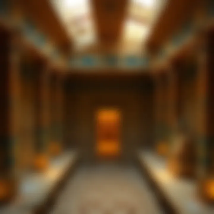 Akhenaten's Tomb View of Akhenaten's empty royal tomb at Amarna, with ancient Egyptian art and unusual family representation on the walls.
