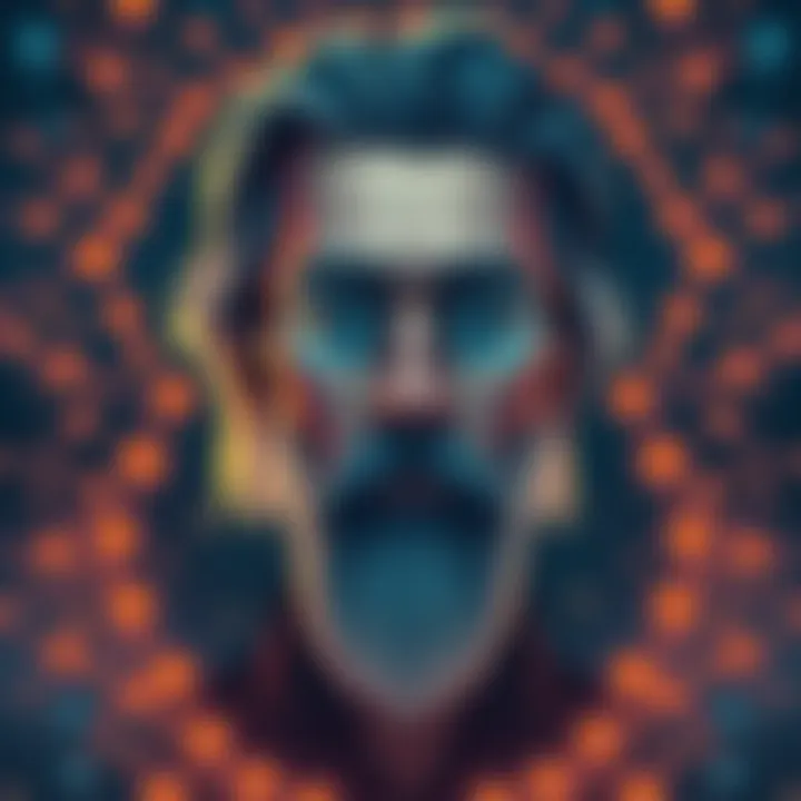 The Essence of Ego: A Portrait of Alan Watts A reflective illustration embodying the concepts of ego and interconnectedness as envisioned by Alan Watts