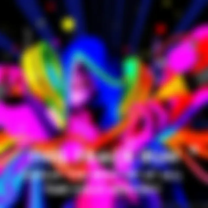 Album cover with vibrant colors A colorful album cover featuring musical elements and abstract shapes celebrating the best track run in music history.