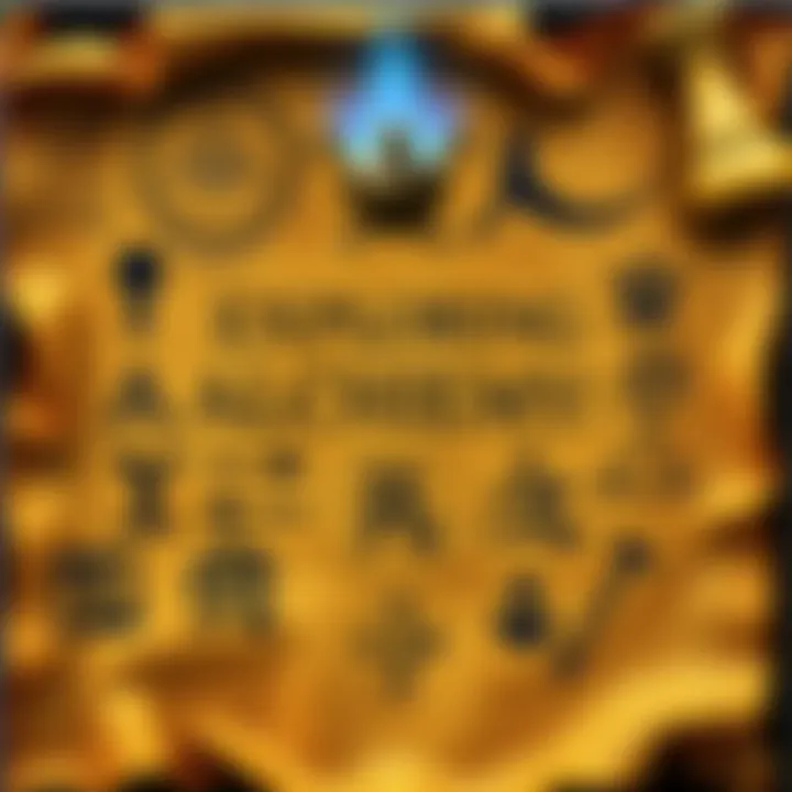 A collection of ancient alchemy symbols on a parchment background, showcasing various elements and processes of alchemy.