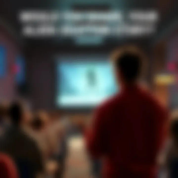 Individual speaking about their alien abduction experience in front of a small audience