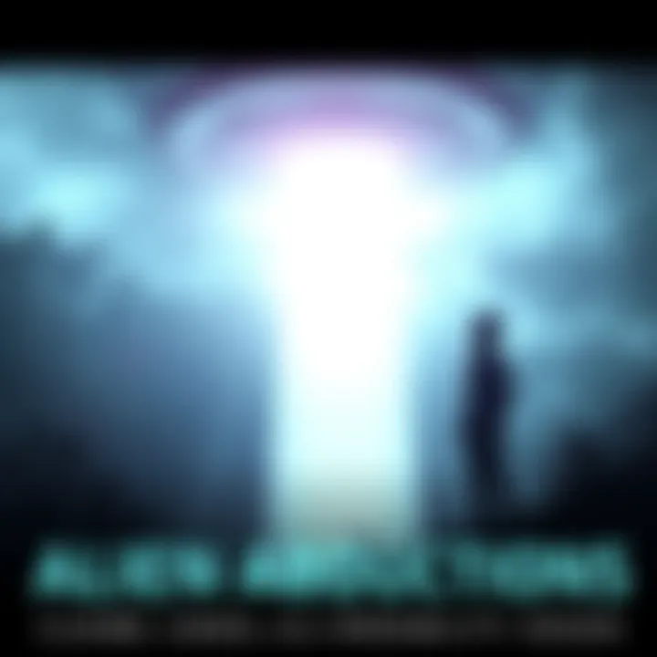 A silhouette of a person looking up at a bright light in the sky, suggesting an alien encounter