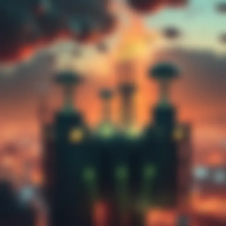 A depiction of advanced alien technology subtly integrated into the modern world, with glowing structures and unusual objects in the sky, suggesting their presence among us.