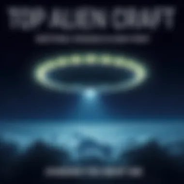 A glowing unidentified flying object hovering in the starry night sky, casting light on the surrounding clouds.