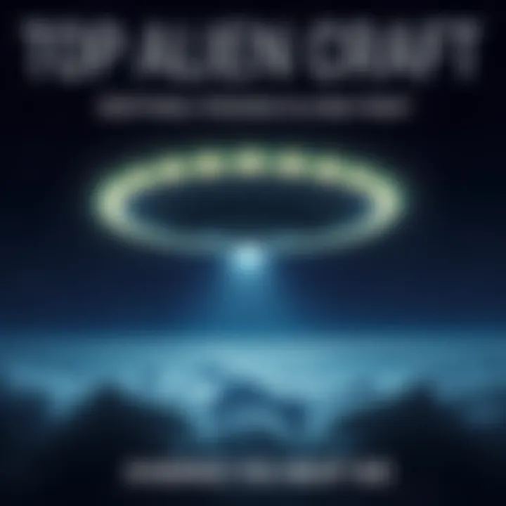 A glowing unidentified flying object hovering in the starry night sky, casting light on the surrounding clouds.