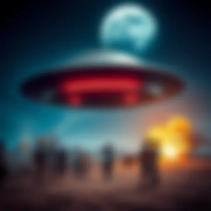 An object resembling an alien craft land in a Sudanese village with curious locals observing.