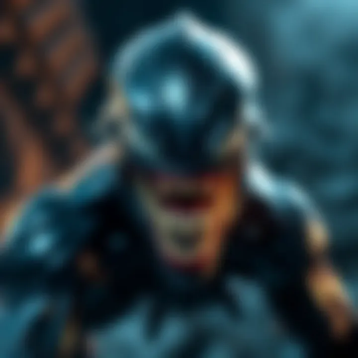A strange alien creature with black, shiny skin and sharp features, similar to a fictional character, in an otherworldly setting.