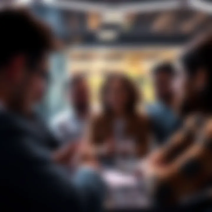 A group of people discussing alien disclosures in a modern setting, with a blend of excitement and curiosity on their faces.