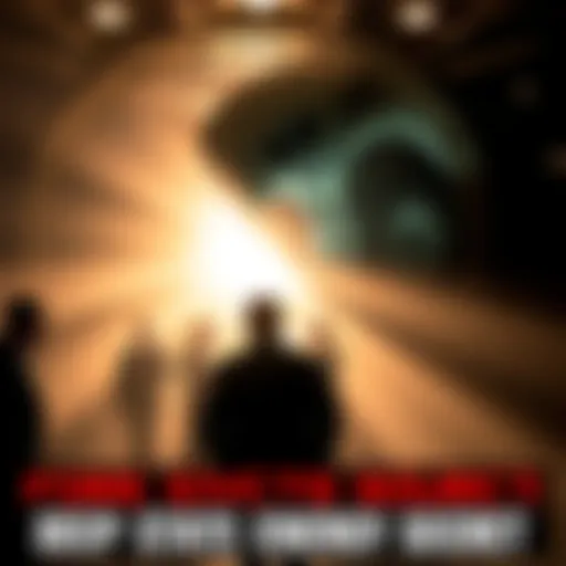 A futuristic energy source with alien technology emitting light, surrounded by shadows of government officials discussing in secrecy.