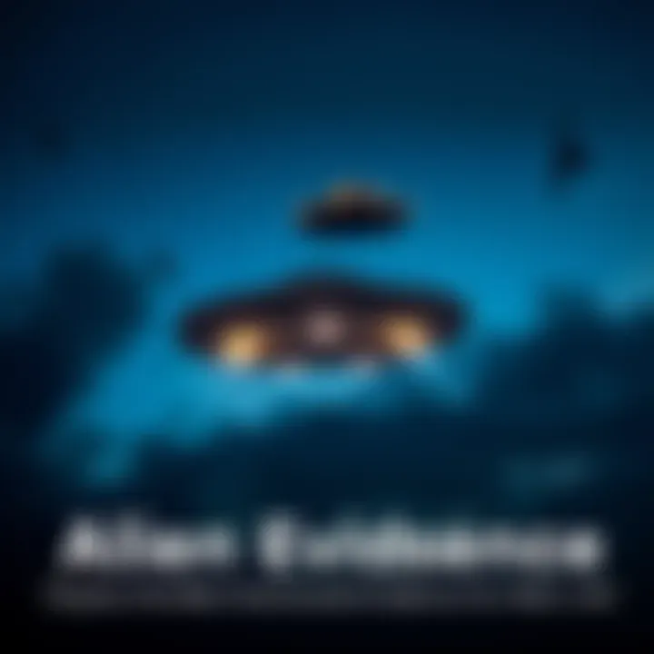 Alien Evidence Video Clip Still from a video showing a UFO in the sky with bright lights, suggesting potential extraterrestrial activity