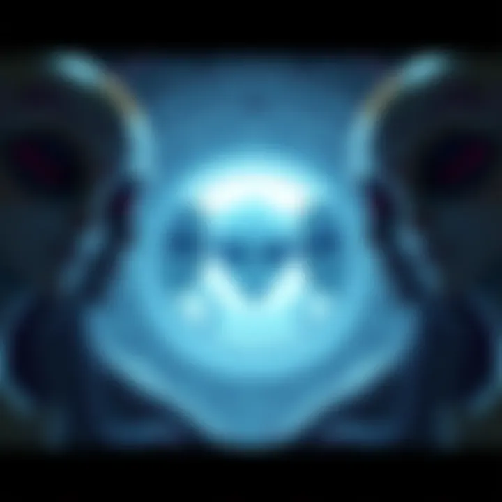 A surreal scene depicting alien faces surrounded by a bright, luminous tunnel of light