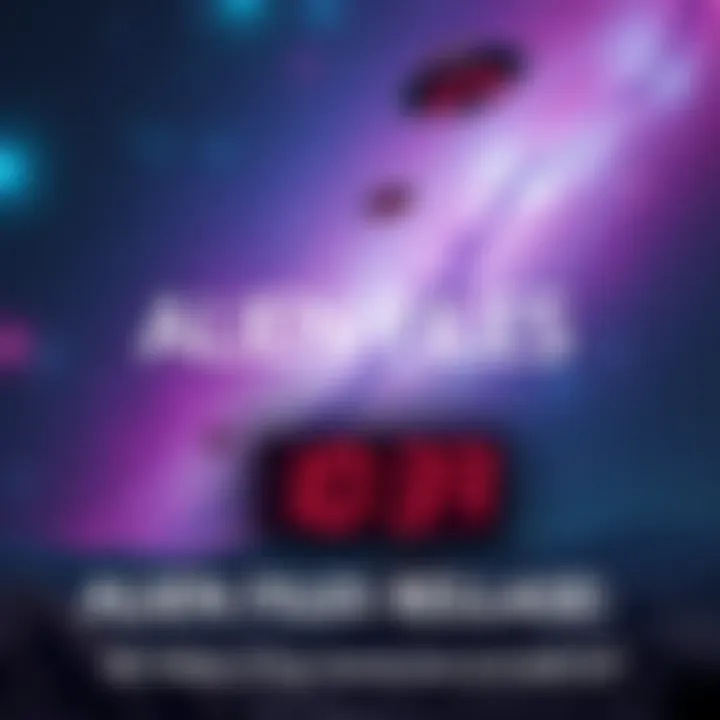 A scene showing a countdown timer to the release of 46 videos about aliens, with a space background and UFOs flying in the sky.