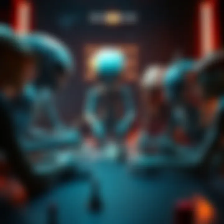 Various alien species like Greys and Reptilians gathered around a table, playing cards and communicating with each other.