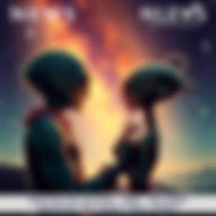 Alien and Human Couple A human and an alien sharing a romantic moment under a starry sky, symbolizing intergalactic love.