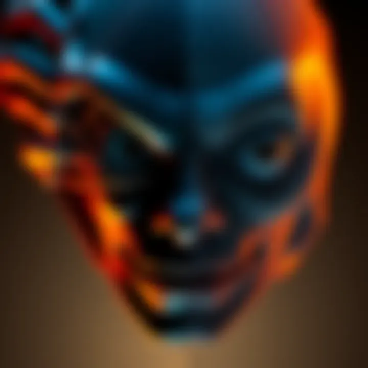 Alien and Human Face Comparison A side-by-side comparison of an alien face and a human face, showcasing exaggerated facial features on the alien, emphasizing similarities and differences.