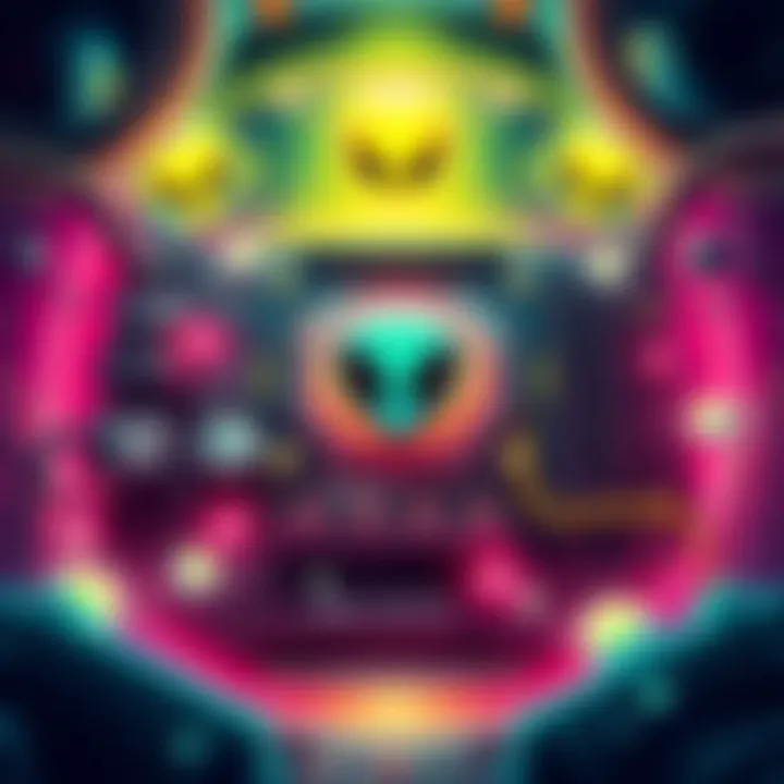 An illustration showing a motherboard with alien symbols and technology elements around it, hinting at extraterrestrial influence.