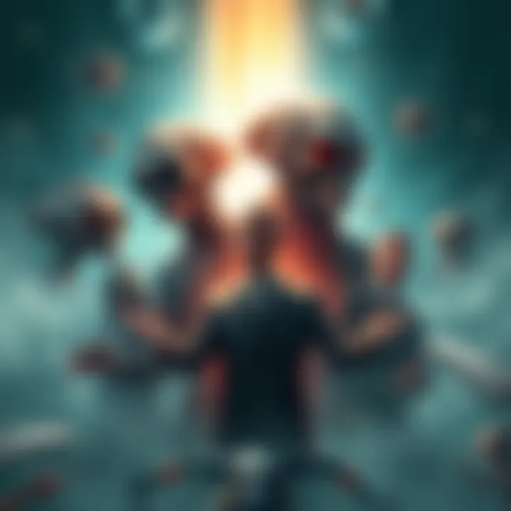 An illustration of various leaders interacting with extraterrestrial beings, symbolizing the influence of aliens on humanity.