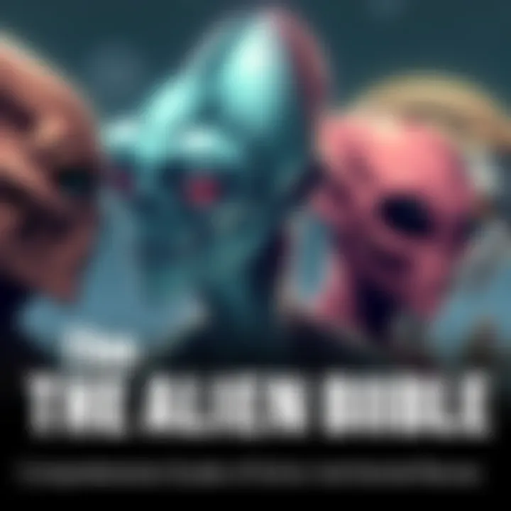 Illustration showing various extraterrestrial beings representing different races with distinct features