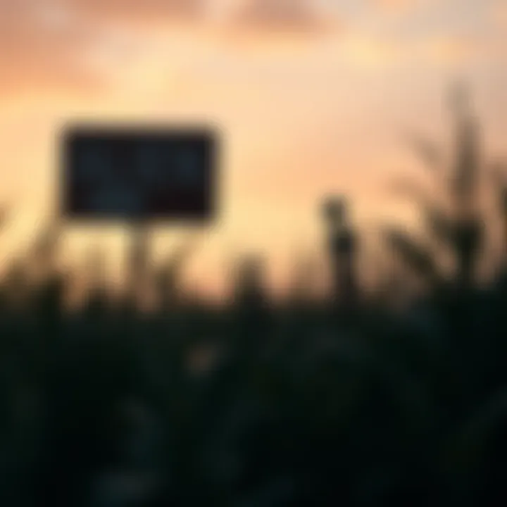 Silhouettes of aliens lurking in the shadows of a cornfield, creating an eerie atmosphere