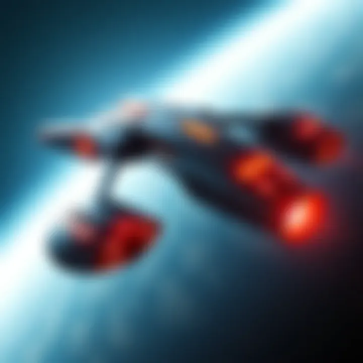 A futuristic spaceship hovering in space, resembling the 3I Atlas, with bright lights and a sleek design.