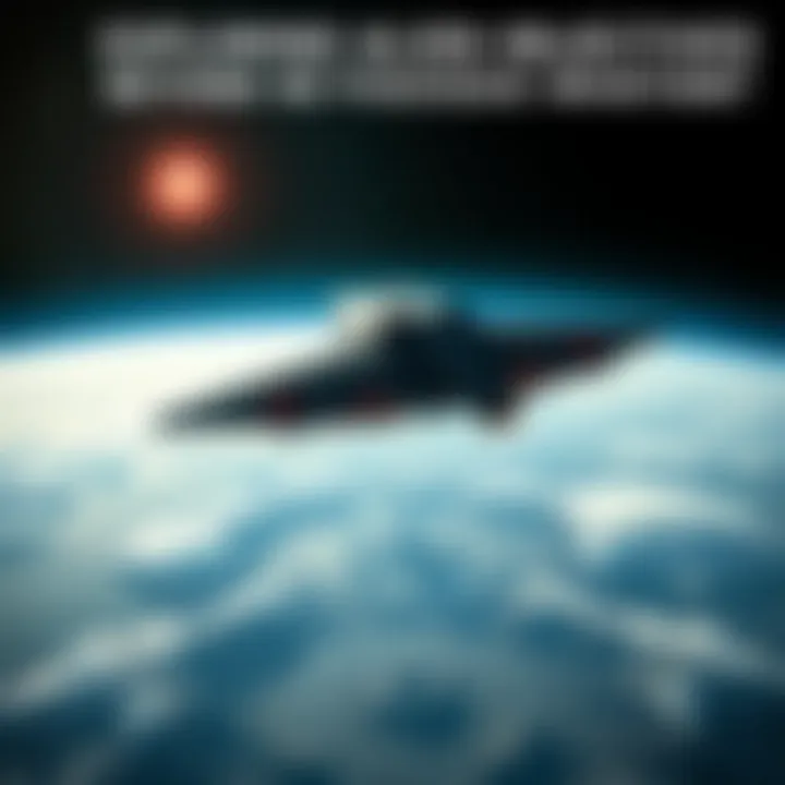 Alien Spaceship Over Earth A large alien spaceship hovers above Earth, casting a shadow on a city below, symbolizing an invasion not focused on resources.