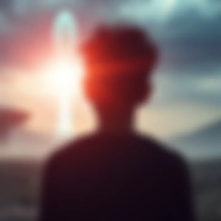 Alien Training Facility A person looking at a hidden location believed to be an alien training site with unusual lights in the sky.