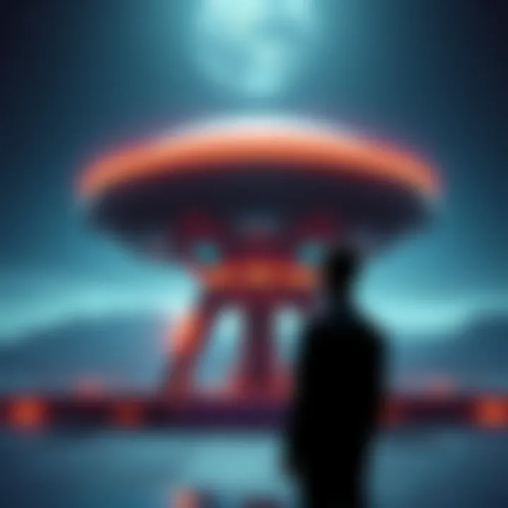 A person standing in front of a futuristic spaceship under a starry sky, looking surprised, with Earth visible in the distance.