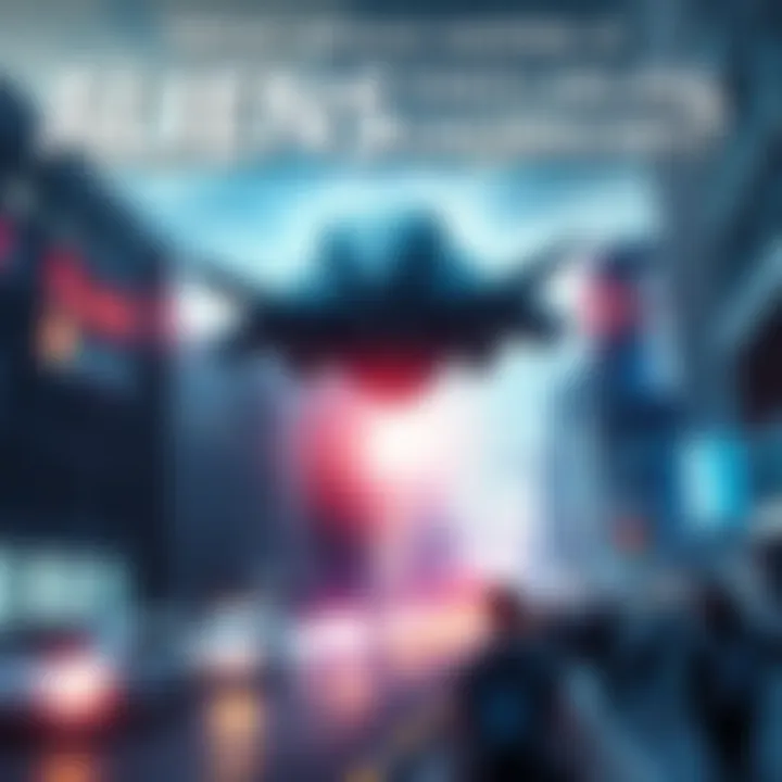 An alien spacecraft landing on a city street with people looking up in awe and surprise.