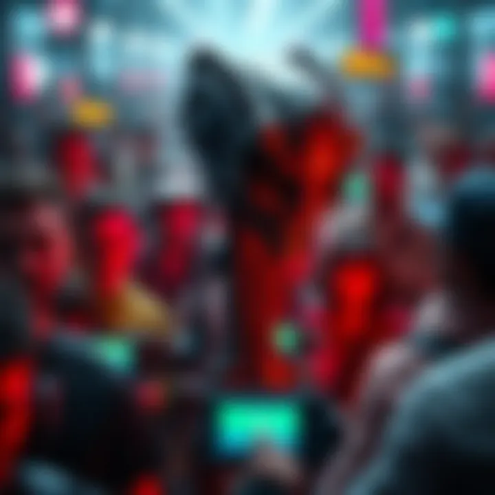 Aliens Blending In An alien figure in a human crowd, using technology to disguise itself, hinting at advanced abilities.