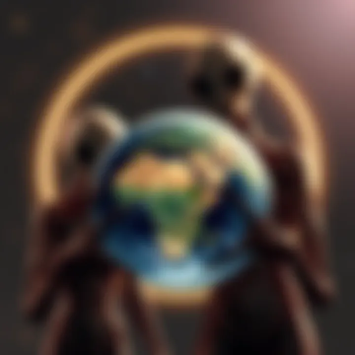 Aliens present a map of Earth with south at the top, suggesting a new perspective on navigation.