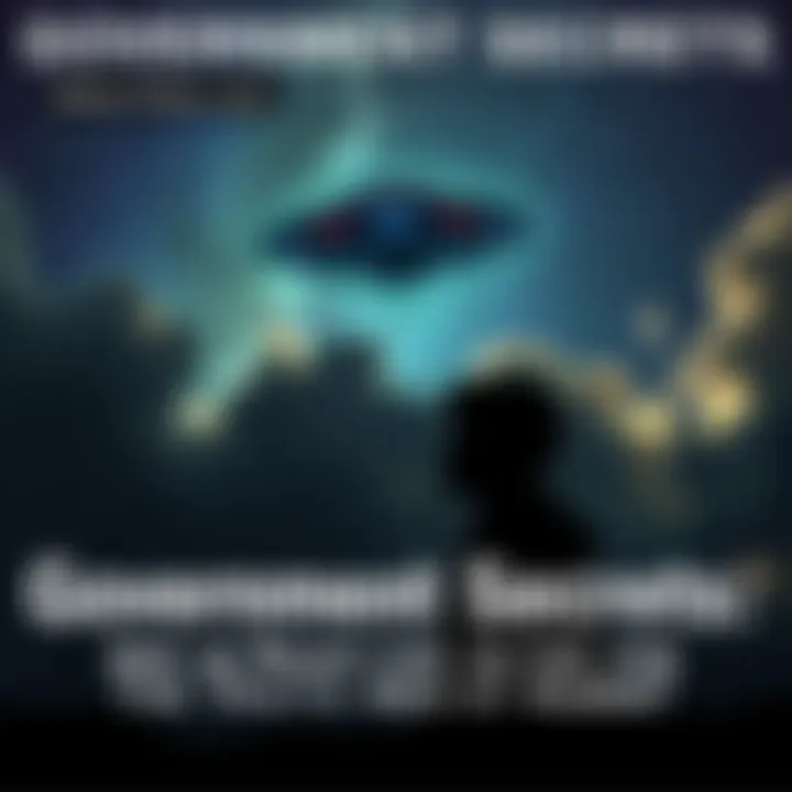 Aliens and government secrets A silhouette of a person looking at a mysterious spacecraft in the night sky, with stars and clouds in the background