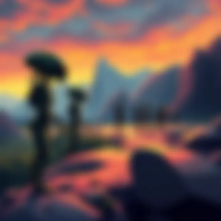 An illustration showing aliens observing early humans in a prehistoric setting, suggesting a connection between extraterrestrial beings and human development.