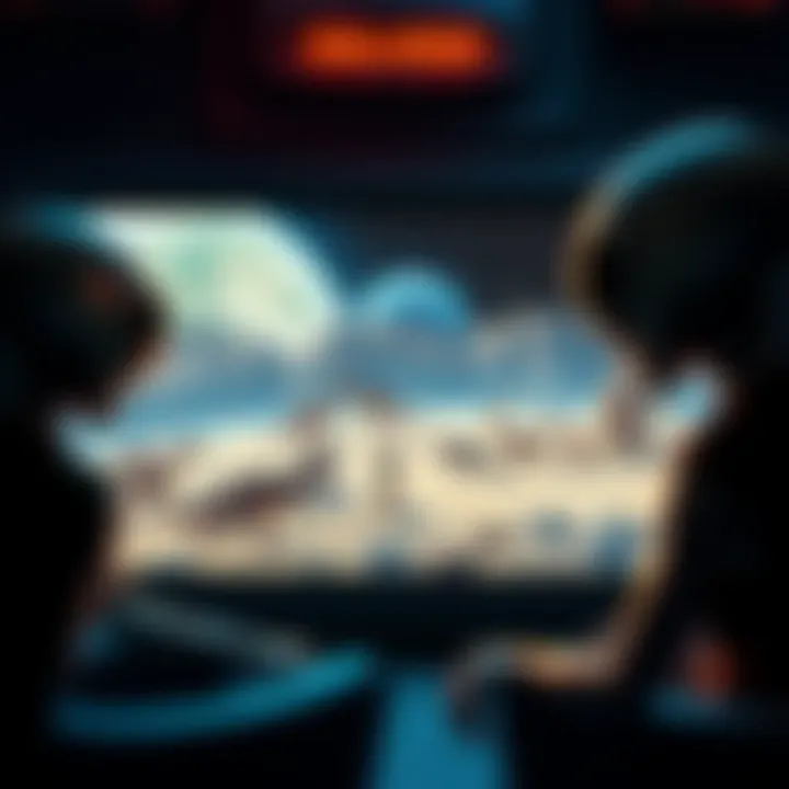 Extraterrestrial beings watching footage of dinosaurs and ancient civilizations on a screen