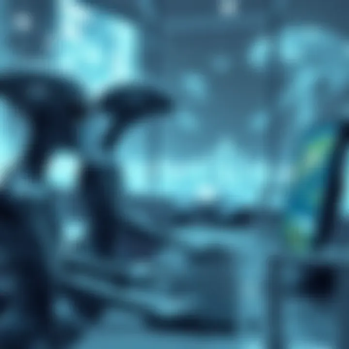 Aliens Controlling a Simulation An illustration of alien beings operating a computer console, monitoring a digital world representing human life.