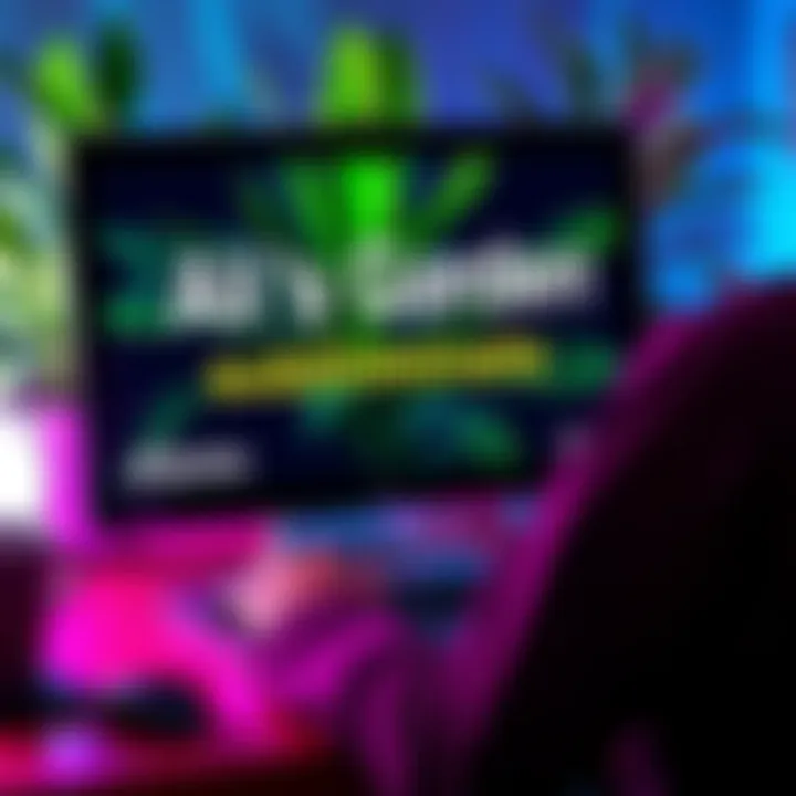 A person using Ali's Garden subliminals on a laptop with green plants in the background