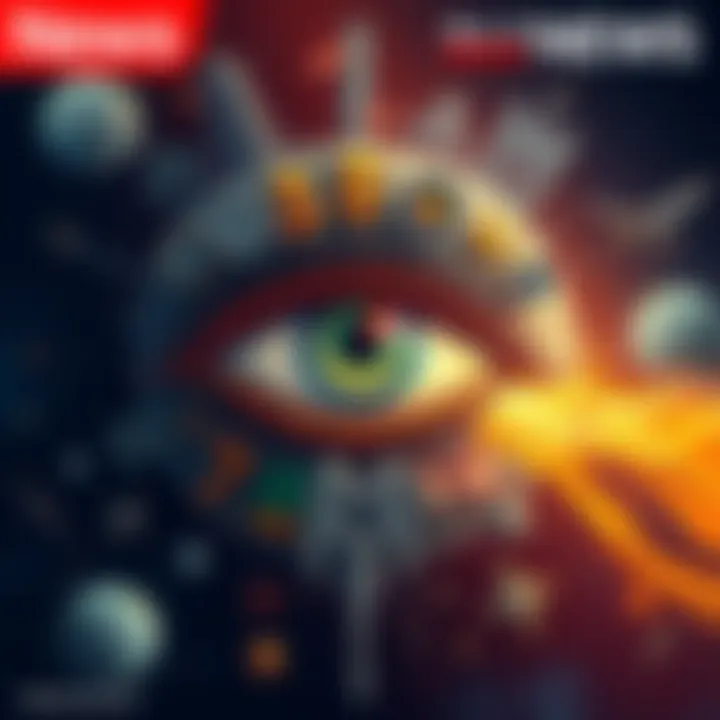 All-Seeing Eye Symbol A detailed illustration of the All-Seeing Eye surrounded by various cultural symbols.