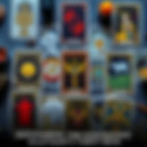 A beautifully arranged Alleyman's Tarot deck showcasing vibrant cards with unique designs and symbols.