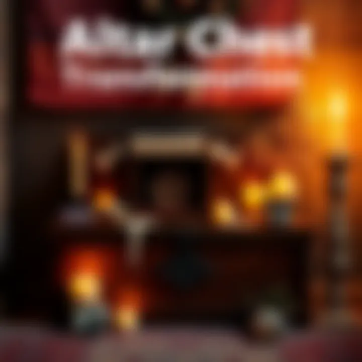 A wooden chest transformed into a personal altar, adorned with candles, crystals, and meaningful symbols.