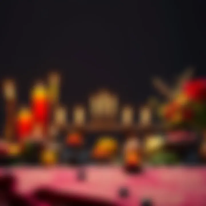 A decorated altar with candles, fruits, and flowers, symbolizing gratitude and hope for the New Year.