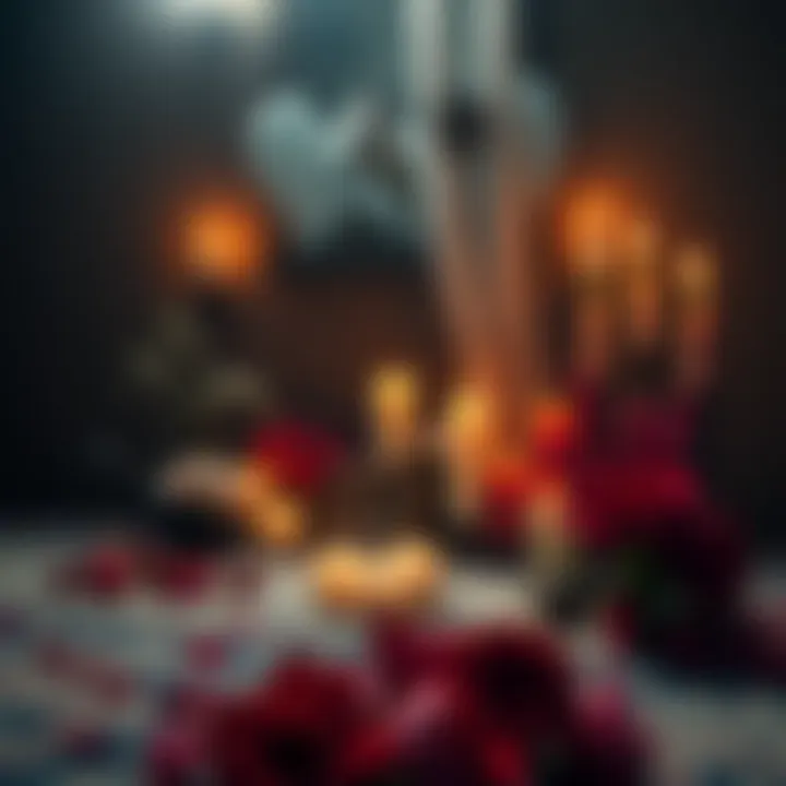 A simple altar adorned with candles, flowers, and offerings, suggesting a practice of devotion and spirituality.