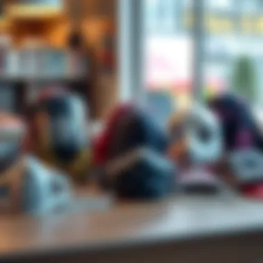 Alternatives to Masks A collection of creative mask alternatives, including scarves, face shields, and bandanas, displayed on a table.