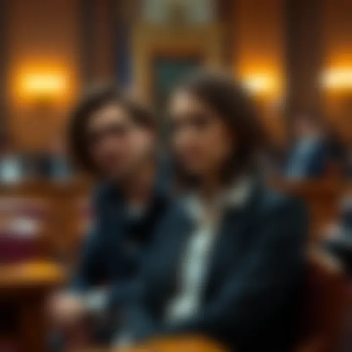 Amanda Knox and Raffaele Sollecito sitting in a courtroom during their trial for the murder of Meredith Kercher.