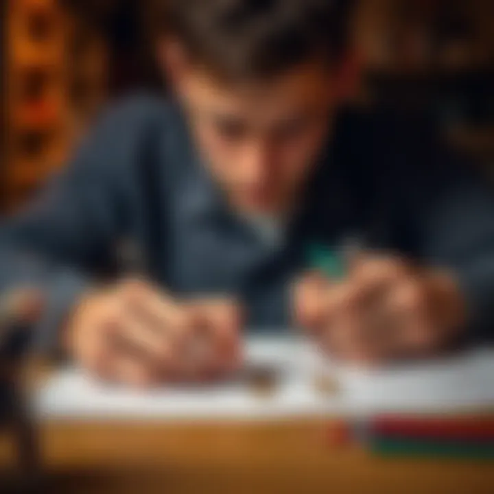 Ambidextrous Person at Work A person using both hands to write and draw, showcasing ambidexterity and unique skills.