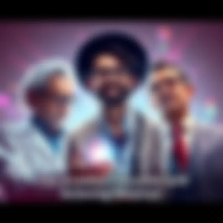 A scientist, musician, and politician sharing ideas, symbolizing the balance between ambition and enlightenment.