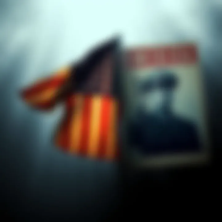 America in Decline or Propaganda A split image showing an American flag fading on one side and a propaganda poster on the other, symbolizing the debate over America's status as an empire.