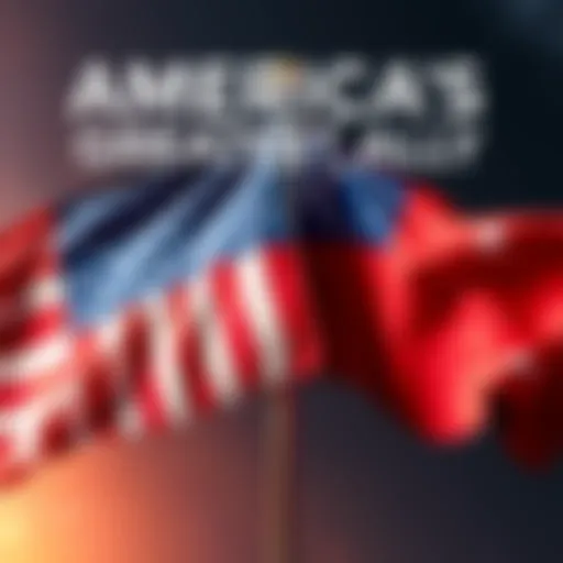 Flags of America and its greatest ally symbolizing partnership in global relations